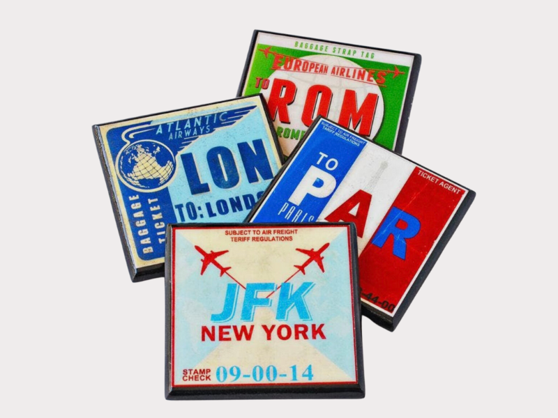 Vintage Jet-Age Airport Code Coasters