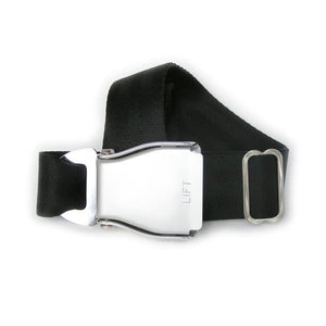Airline Seatbelt Buckle Fashion Belt - Black