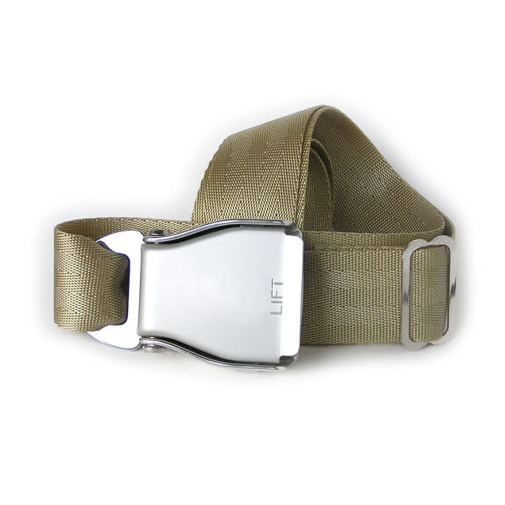 Airline Seatbelt Buckle Fashion Belt - Khaki